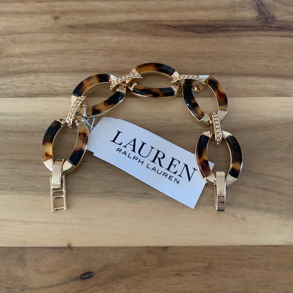 Lauren Ralph Lauren golden tone synthenic Tortoise Inlay bracelet NWT